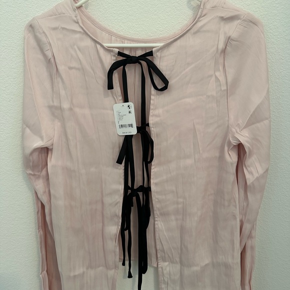 Free People Pink Rose Blouse with Black Details - Picture 4 of 6